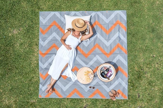 CGEAR Sandlite – Patented Sand-Free Beach Mat – Multi Use Outdoor Camping Mat, Picnic Blanket, Exercise Stretching Mat – Rollup Compact – Great for Families