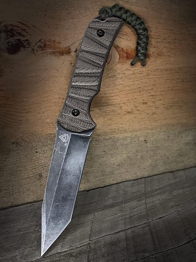 Black Sierra Japanese Tanto Knife Building Kit, Handmade Knife Kit w/Stonewashed Finished Steel Blade and Deluxe Leather Sheath, DIY Fixed Blade Gift for Men, Perfect for Father's Day Gift