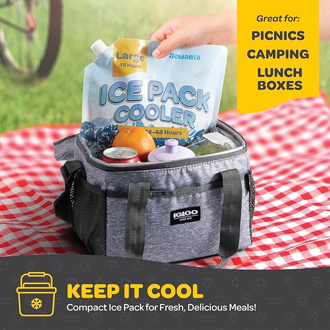 Reusable Ice Packs for lunch Boxes, Coolers (18 Pack) Ice Pack for Outdoor Activities Like Camping & Travel - keep drink & Food Cold Up to 48 Hours with No Mess of Melting Ice.