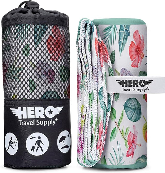 Hero Microfiber Large Beach Towel Compact for Travel (Jungle Garden, 40" x 72")