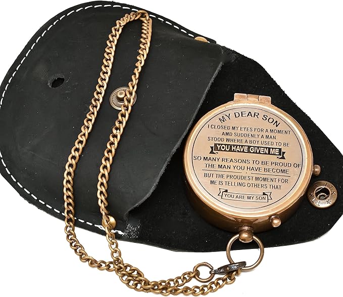 Engraved Brass Compass, Compass Gift for Teenage, Gift for him, Birthday, Baptism, Graduation, Confirmation, Love, Xmas Gift idea Sentimental, Graduation, Inspirational Gifts for Him/Her