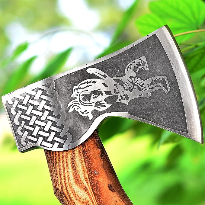 AX-4017 Custom Handmade Viking Hatchet Axe Carbon Steel Head Bearded Camping Tomahawk Battle Ax with Sheath