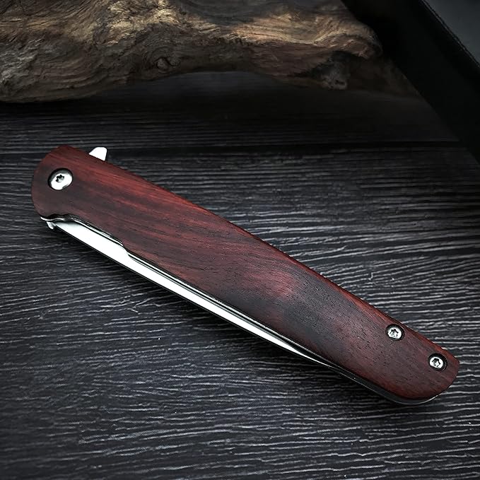HUAAO 8.5’’ Folding Knife, Pocket Knife with Clip, Liner Lock, Flipper Open, for Hunting Survival Hiking Camping