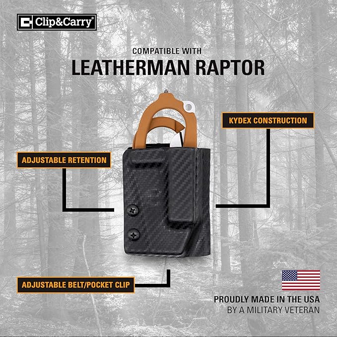 Clip & Carry Kydex Multitool Sheath for LEATHERMAN Raptor Trauma Shears - Made in USA (Multi-Tool not Included) EDC Multi Tool Sheath Holder Holster Cover