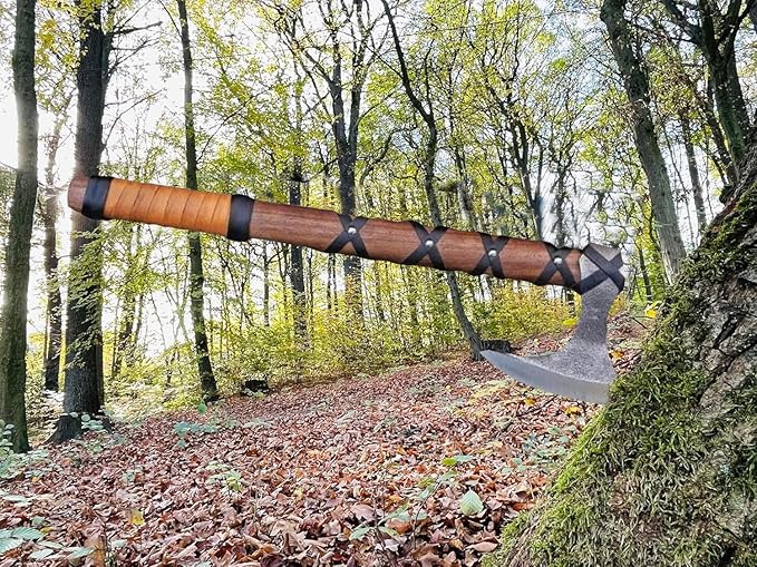 Handmade Viking Axe Real Carbon Steel Axe with Leather Sheath Camping Bearded Axes & Hatchets Hunting Axe Valentine's Day Gift, Camping & Hiking | Knives & Tools | Birthday Gift for him (VK-Ax-20)