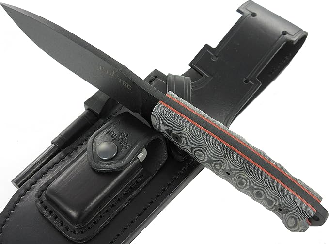 JEO-TEC Nº1 Full Tang Bushcraft Knife with Leather Sheath for Survival Hunting Camping Outdoor Activities - BOHLER N690C Stainless Steel, 4.53" Fixed Blade - Handmade
