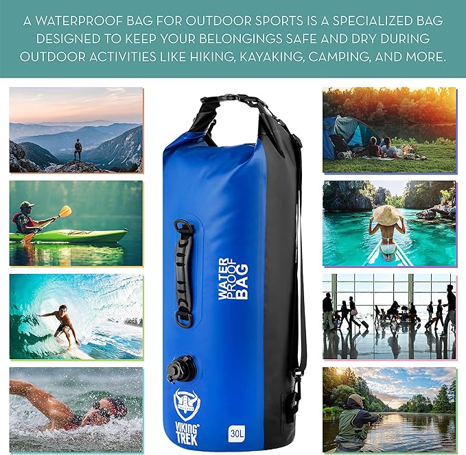 Waterproof Dry Bag - Dry Sack with Clipped Roll Top - Dry Compression - Keep Gear Safe & Dry for Camping, Boating, Tubing, Kayaking, Canoe, Rafting, Hiking, Sailing, Fishing, Scuba, etc.
