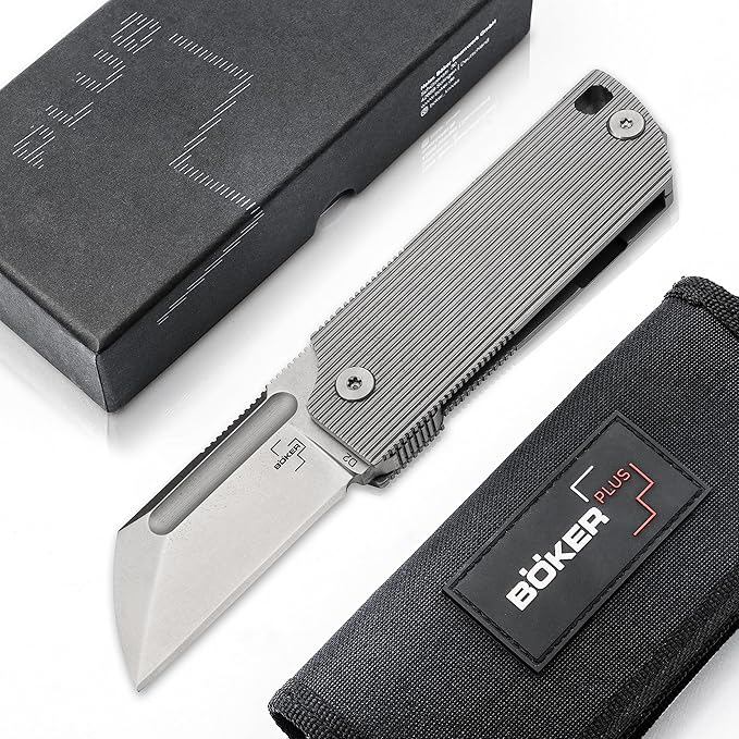 BÖKER PLUS® BabyX Flipper Steel - ball bearing EDC mini pocket knife with D2 Sheepfoot blade - small folding knife with stainless steel handle and clip - Pocket Knife in gift box