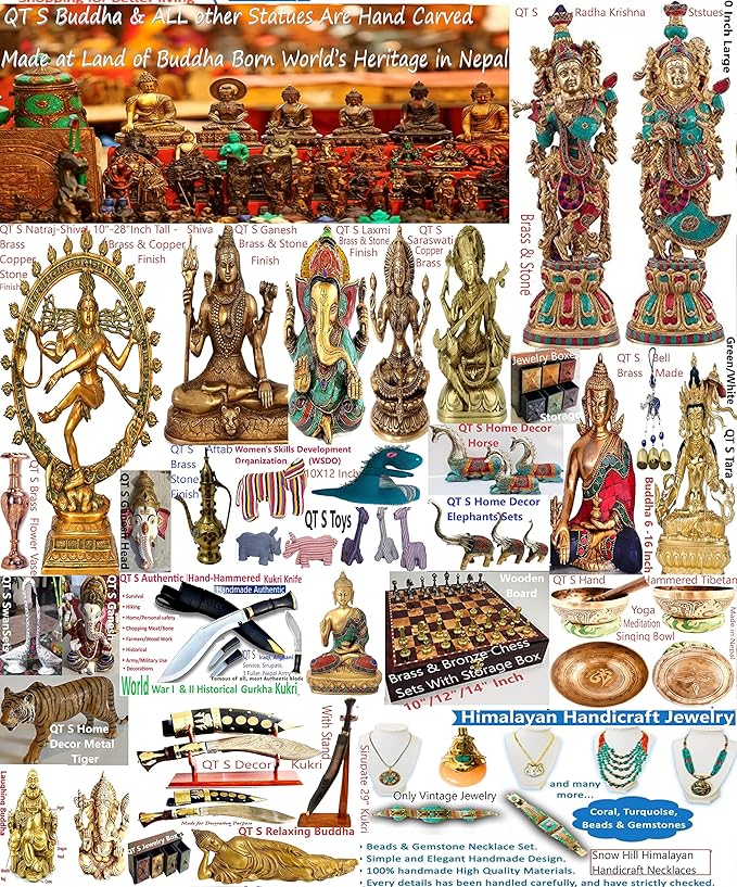 QT Gurkha World War I Overall 18 IN Historical Kukri Knife Panawal full Tang 12 IN Fixed Blade Khukuri Leather Sheath & Small 2 Knives - Handmade In Nepal