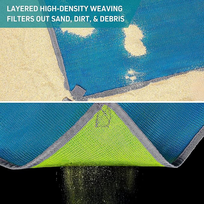 LazBlinds Beach Blanket, Sand-Free Waterproof Extra Large Beach Mat, UV Resistant Sunshade, Reversible Outdoor Picnic Blanket with Travel Bag for Beach Camping Hiking Park Patio (10'x10'/120''×120'')