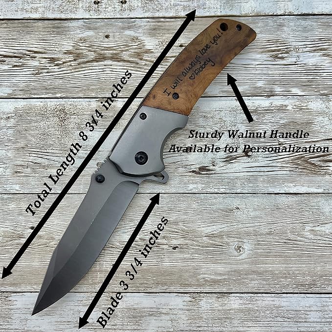 Spring Assisted Pocket Knife, Olive Handle Folding Knife, Gentlemen's Pocket Knife, Knives for Men