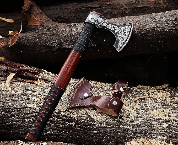 | Viking Axe,Hatchet,Throwing Axe,Hand Axe,Gift for him,Wood Working Tool,Viking Gifts for Men,Camping Hatchet,Tomahawk,Bearded Axe,Valentine Gift (WCA-017)