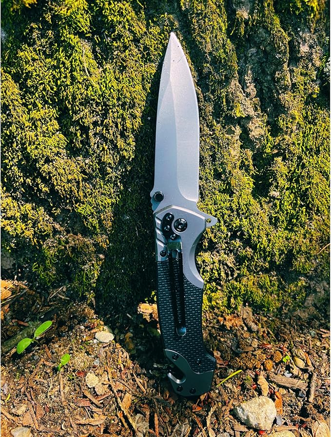 G10 Pocket Knife | 9 cm Stainless Steel Blade | Steel and G10 Handle | Outdoor, Tactical, Folding Knife | With Glass Breaker and Cord Cutter
