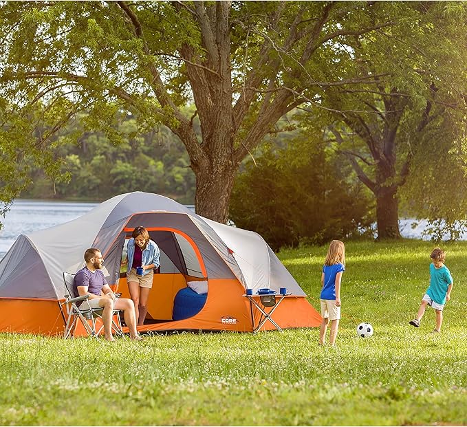 CORE Tent for Family Camping, Hiking and Backpacking | 3 Person / 4 Person / 6 Person / 9 Person Person Dome Camp Tents with Included Tent Gear Loft for Outdoor Accessories